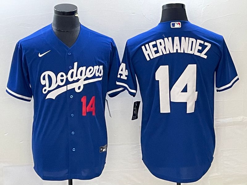 Men Los Angeles Dodgers 14 Hernandez Blue Nike Game 2023 MLB Jerseys